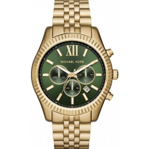 Michael Kors Mk8446 Men S Lexington Chronograph Gold Green Watch