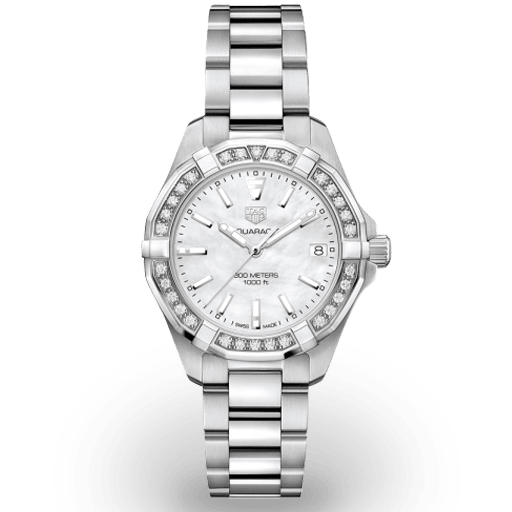 Tag Heuer Aquaracer Diamonds Mother Of Pearl Dial Silver Steel Strap Watch For Women Wbd1313 Ba0740 - Image 3