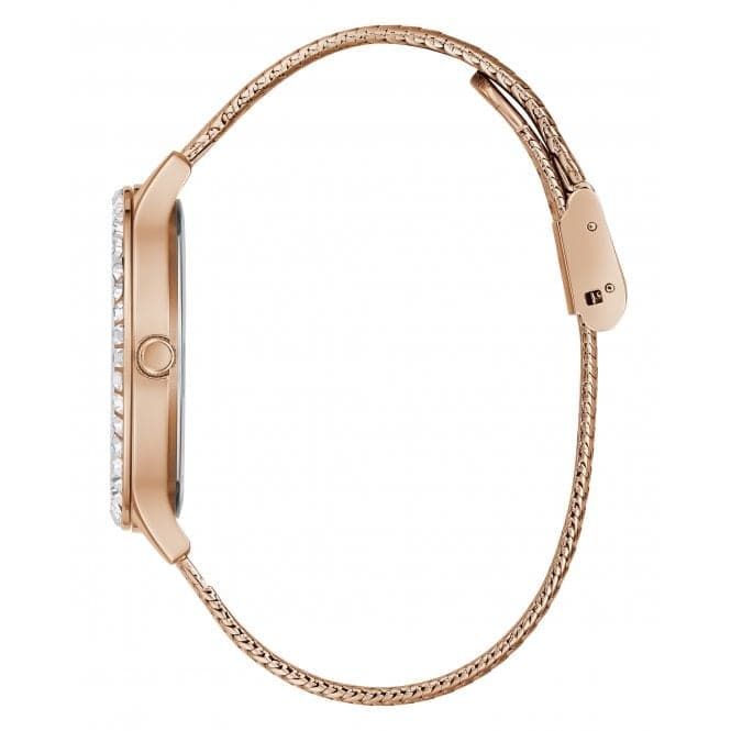 Guess Watches Ladies Soiree Stainless Steel Mesh Rose Gold Watch Gw0402l3 - Image 2