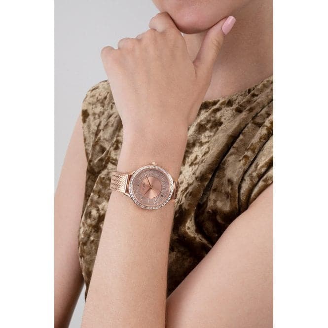 Guess Watches Ladies Soiree Stainless Steel Mesh Rose Gold Watch Gw0402l3 - Image 3
