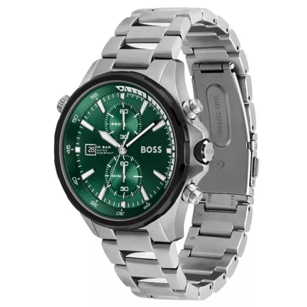 Hugo Boss Mens 1513930 Chronograph Stainless Steel Watch With Green Dial - alternate view