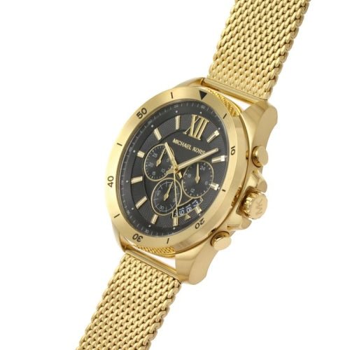 Michael Kors Mk8867 Men S Brecken Gold Black Mesh Chronograph Watch - alternate view