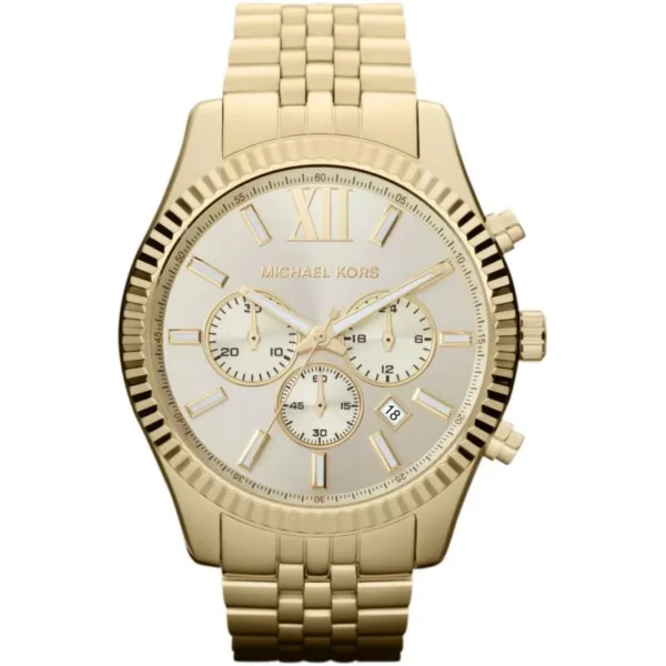 Montre chronographe pour homme Michael Kors Lexington 45 mm Or MK8281