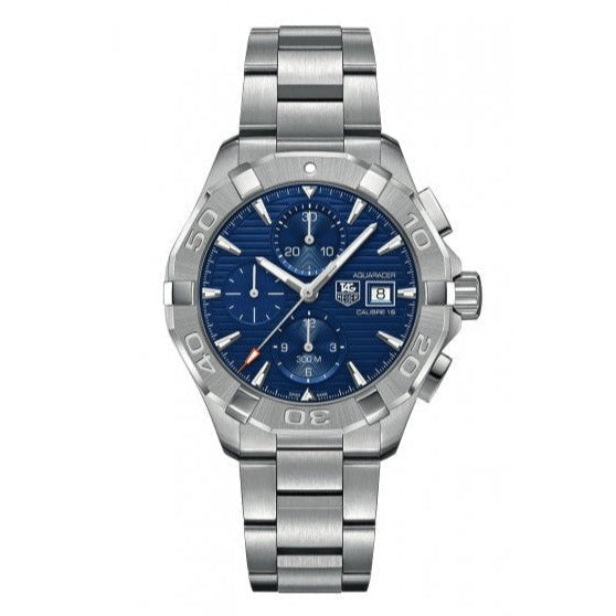 Tag Heuer Aquaracer Automatic Chronograph Blue Dial Silver Steel Strap Watch For Men Cay2112 Ba0927 - alternate view
