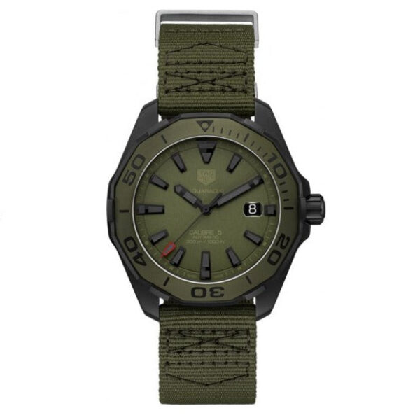 Tag Heuer Aquaracer Automatic Green Dial Khakhi Green Nylon Strap Watch For Men Way208e Fc8222 - alternate view