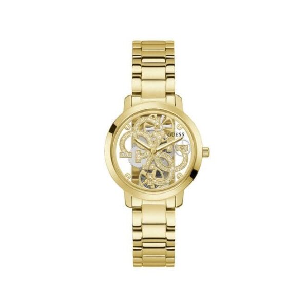 Guess Watches Quattro Clear Ladies Trend Gold Stainless Steel Watch Gw0300l2