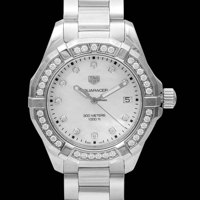 Tag Heuer Aquaracer Diamonds Mother Of Pearl White Dial Silver Steel Strap Watch For Women Wbd131c Ba0748 - Image 4
