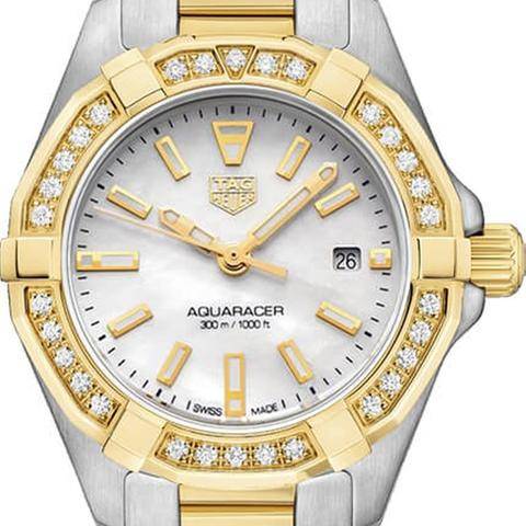 Tag Heuer Aquaracer Diamonds Mother Of Pearl Dial Two Tone Steel Strap Watch For Women Wbd1421 Bb0321 - Image 5