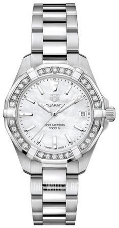 Tag Heuer Aquaracer Diamonds Mother Of Pearl Dial Silver Steel Strap Watch For Women Wbd1313 Ba0740 - Image 2
