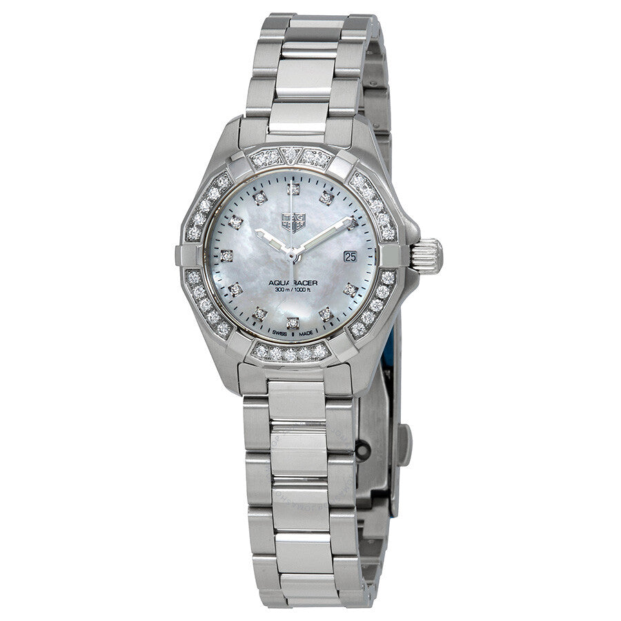 Tag Heuer Aquaracer Diamonds Mother Of Pearl White Dial Silver Steel Strap Watch For Women Wbd1413 Ba0741 - Image 4