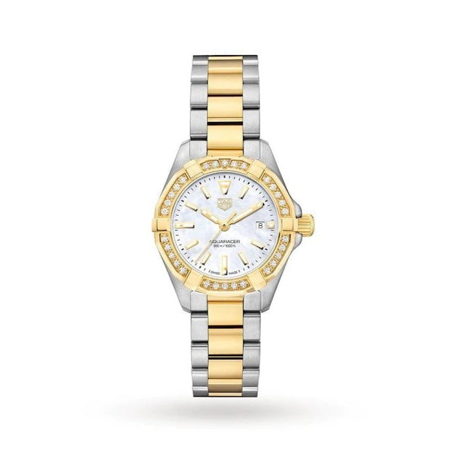 Tag Heuer Aquaracer Diamonds Mother Of Pearl Dial Two Tone Steel Strap Watch For Women Wbd1421 Bb0321 - Image 3