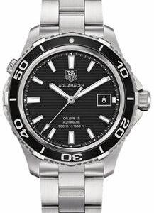 Tag Heuer Aquaracer Caliber 5 Automatic Black Dial Silver Steel Strap Watch For Men Wak2110 Ba0830 - alternate view