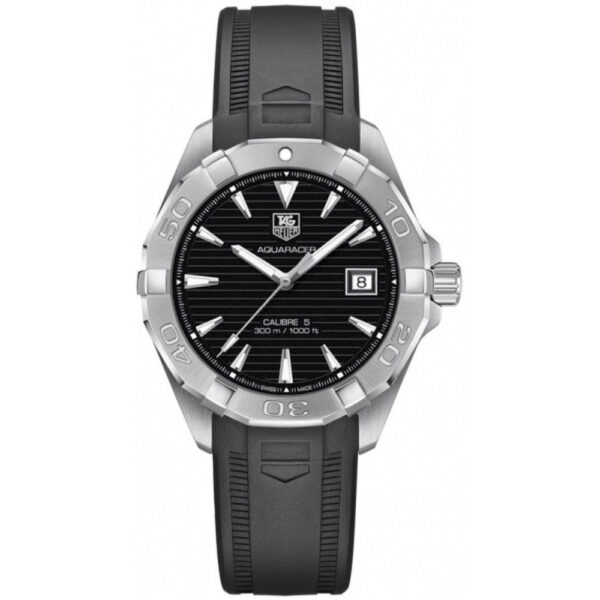 Tag Heuer Aquaracer Caliber 5 Automatic Black Dial Black Rubber Strap Watch For Men Way2113 Ft8021 - alternate view