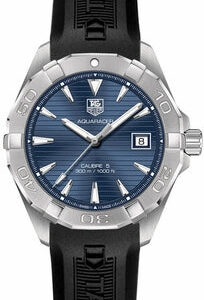Tag Heuer Aquaracer Caliber 5 Blue Dial Black Rubber Strap Watch For Men Way2112 Ft8021 - alternate view