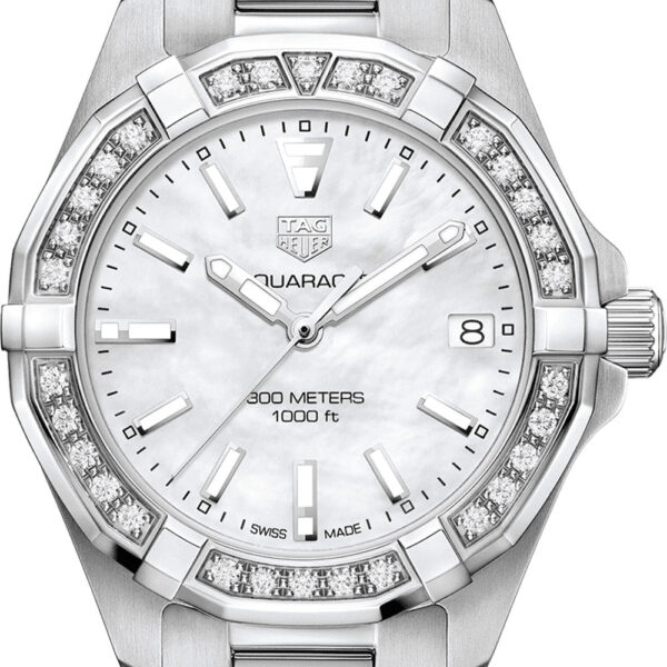 Tag Heuer Aquaracer Diamonds Mother Of Pearl Dial Silver Steel Strap Watch For Women Wbd1313 Ba0740
