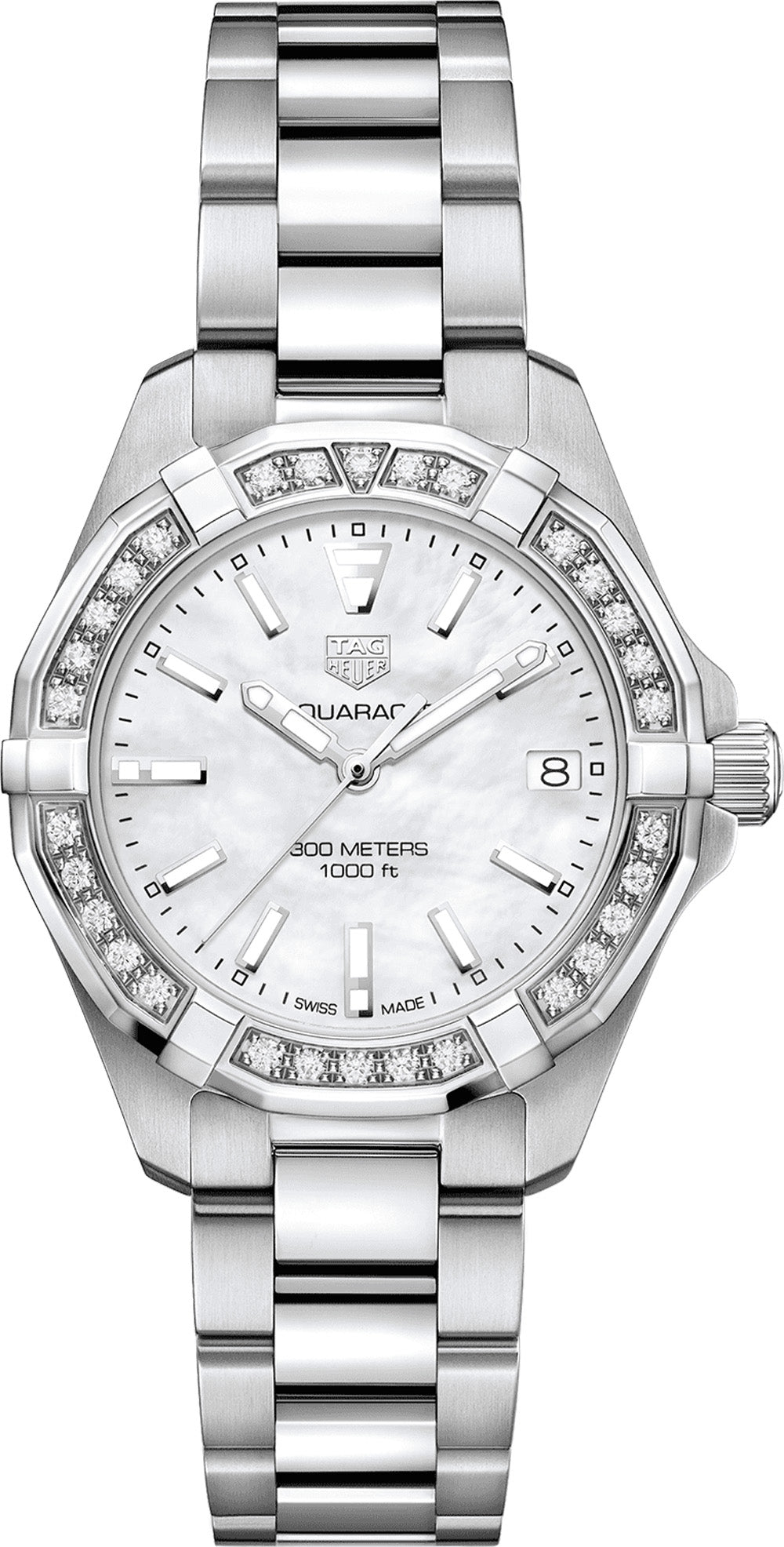 Tag Heuer Aquaracer Diamonds Mother Of Pearl Dial Silver Steel Strap Watch For Women Wbd1313 Ba0740