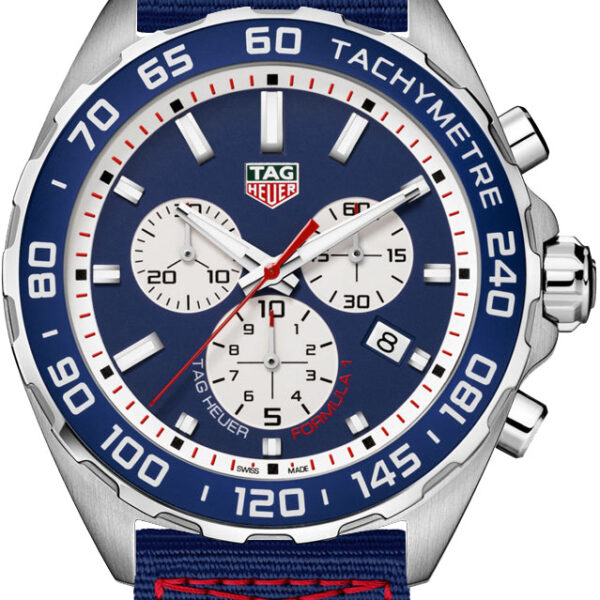Montre Tag Heuer Formula 1 Red Bull Edition Chronographe Cadran Bleu Bracelet NATO Bleu pour Homme Caz1018 Fc8213