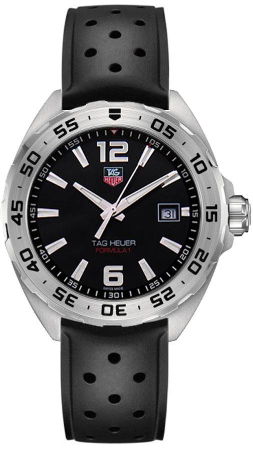 Tag Heuer Formula 1 Quartz Black Dial Black Rubber Strap Watch For Men Waz1112 Ft8023