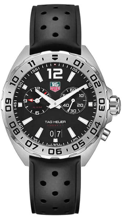 Tag Heuer Formula 1 Alarm Quartz Black Dial Black Rubber Strap Watch For Men Waz111a Ft8023