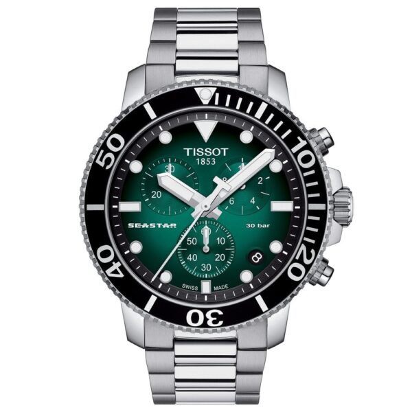 Tissot Chronograph Mens Watch Seastar 1000 Green T1204171109101