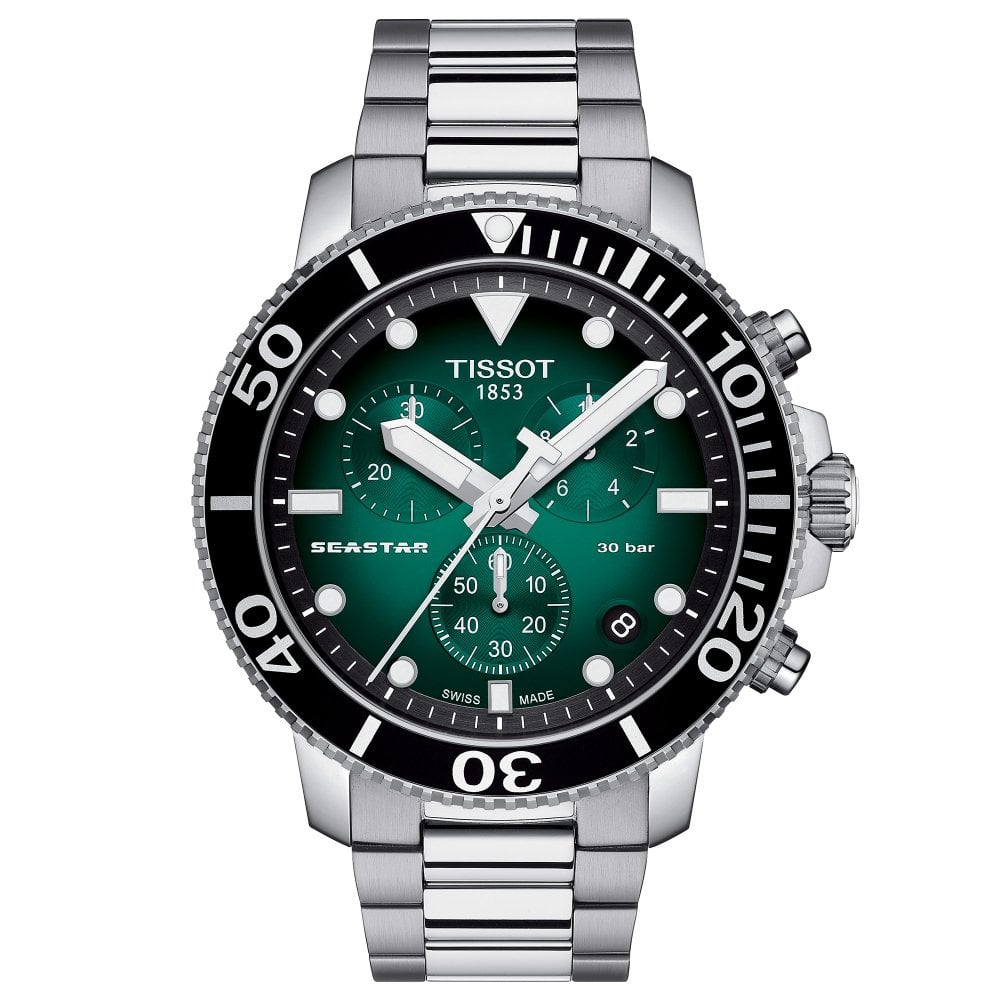 Tissot Chronograph Mens Watch Seastar 1000 Green T1204171109101
