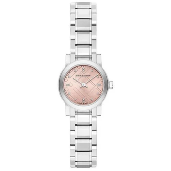 Burberry Ladies Watch The City Check Diamonds Pink Bu9223