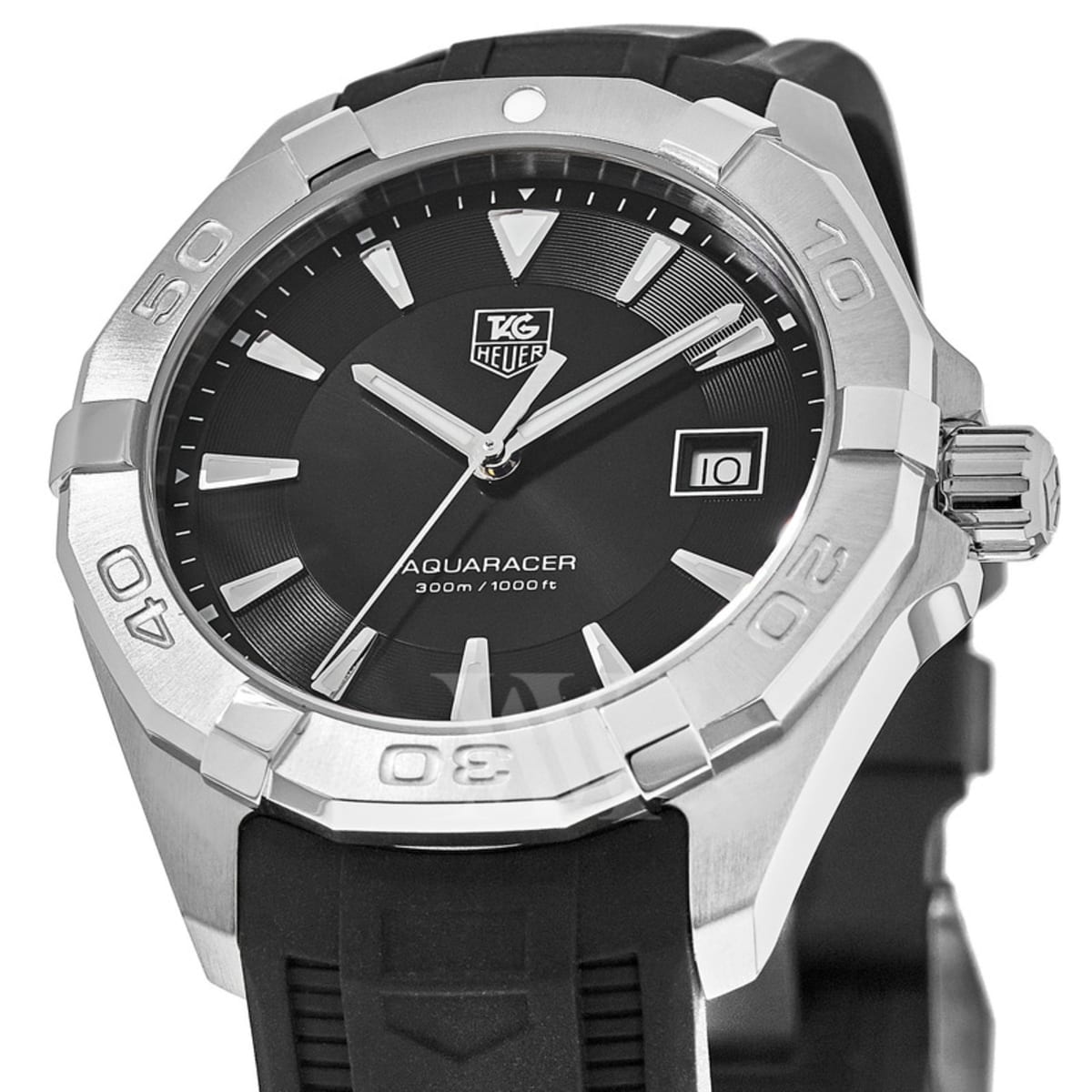 Tag Heuer Aquaracer Caliber 5 Automatic Black Dial Black Rubber Strap Watch For Men Way2113 Ft8021 - Image 5
