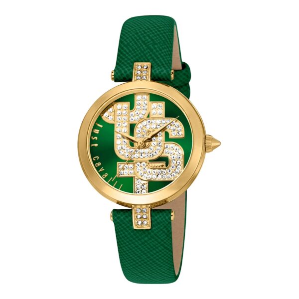 Just Cavalli Maiuscola Leather Green Gold