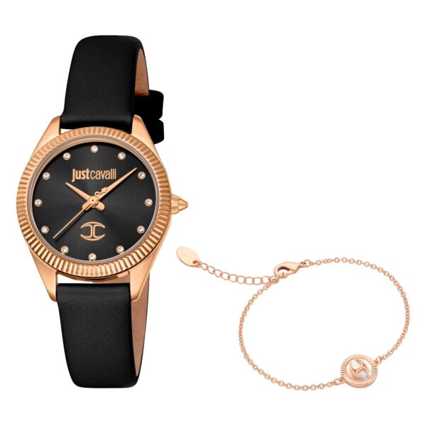 Just Cavalli Pacentro Leather Black Rose Gold