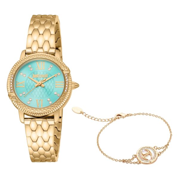 Just Cavalli Viperized Yellow Gold Turquoise