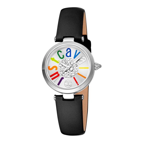 Just Cavalli Modena Leather Black Silver Multicolor