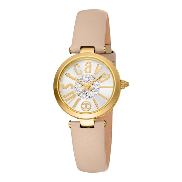 Just Cavalli Modena Leather Beige Yellow Gold