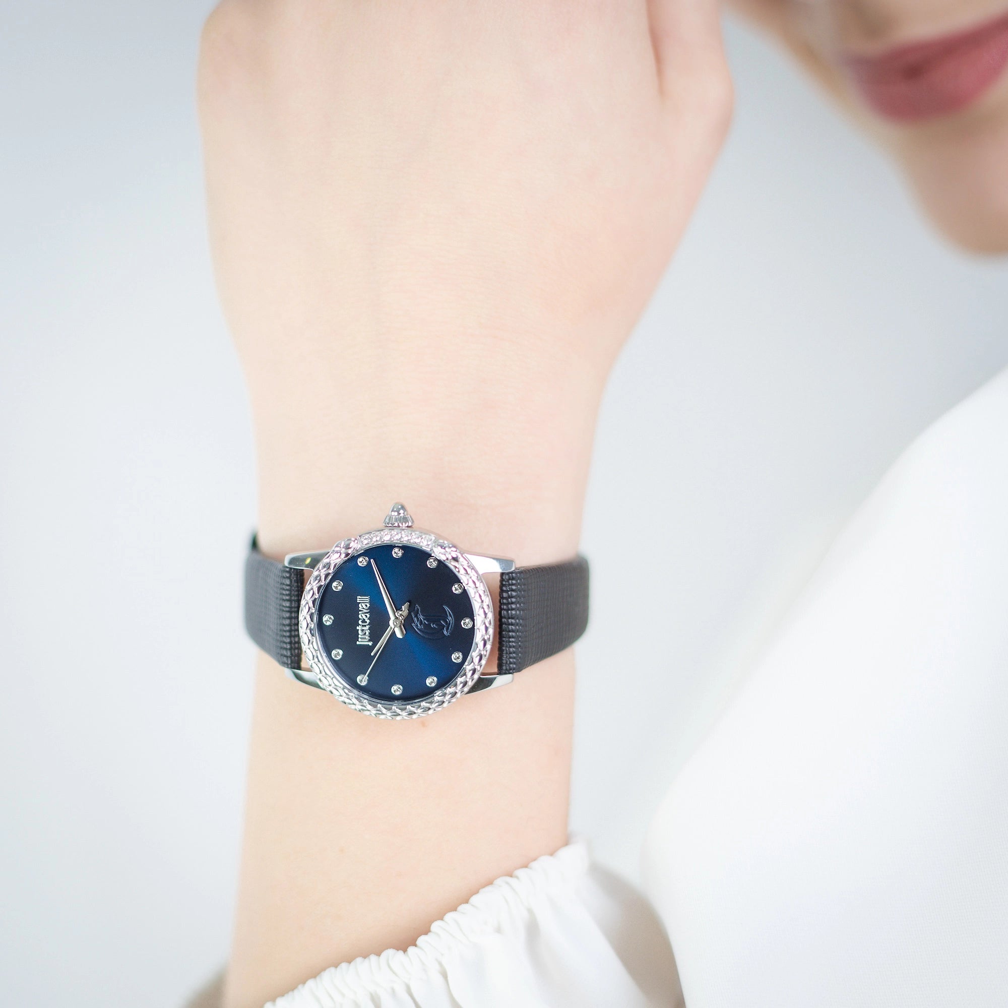 Just Cavalli Fiorenza Snake Leather Black Silver Blue - Image 2