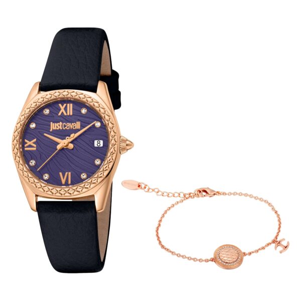 Just Cavalli Indomitable Animalier Leather Black Violet