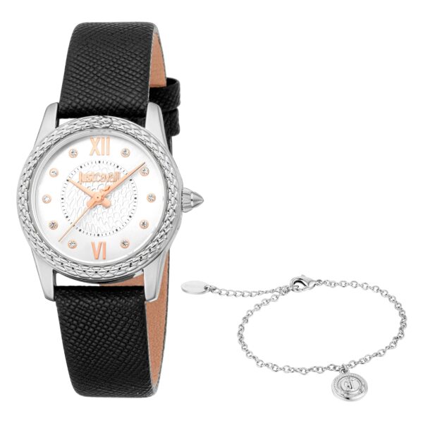 Just Cavalli Sublime Animalier Leather Black Silver