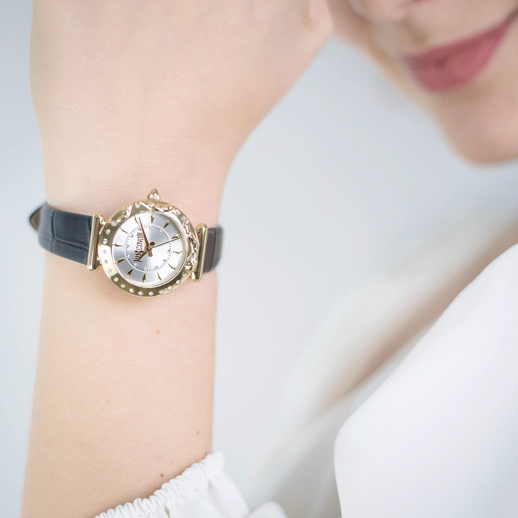 Just Cavalli Stella Snake Leather Black YG Silver - Image 2